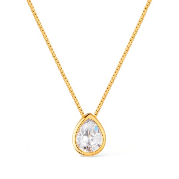 Colar Dourado de Gota em Zircônia