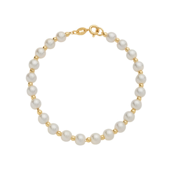 Pulseira Dourada de Pérolas e Bolinhas