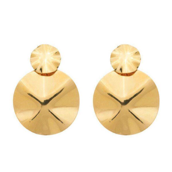 Brinco Dourado Orgânico Dois Círculos Amassados