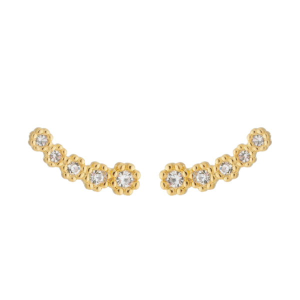 Brinco Dourado Ear Cuff 5 Pedras Zircônia