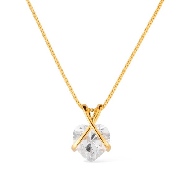 Colar Dourado de Zircônia em Formato de Coração