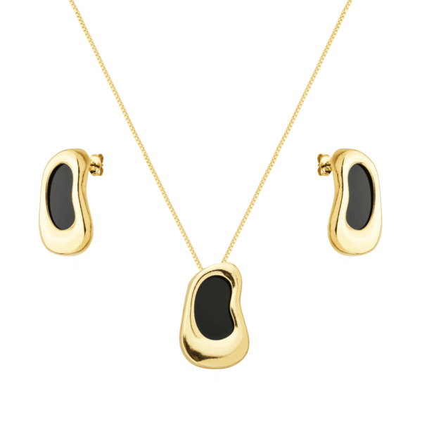 Conjunto Dourado Orgânico Preto